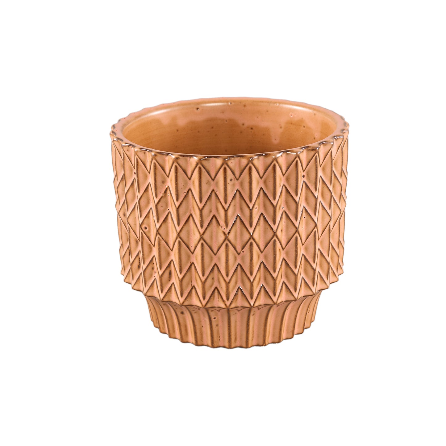 Ruub Orange Glazed Ceramic Pot Motive Round M