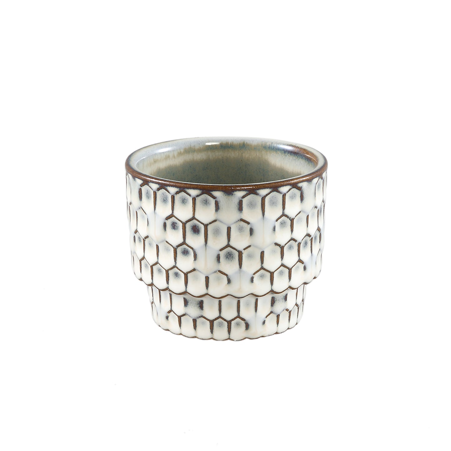 Emmily White Glazed Ceramic Pot Scales Round XS