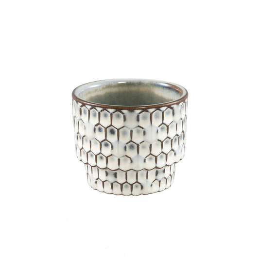 Emmily White Glazed Ceramic Pot Scales Round XS