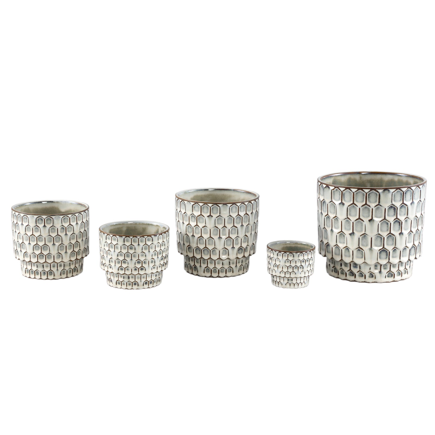 Emmily White Glazed Ceramic Pot Scales Round XS