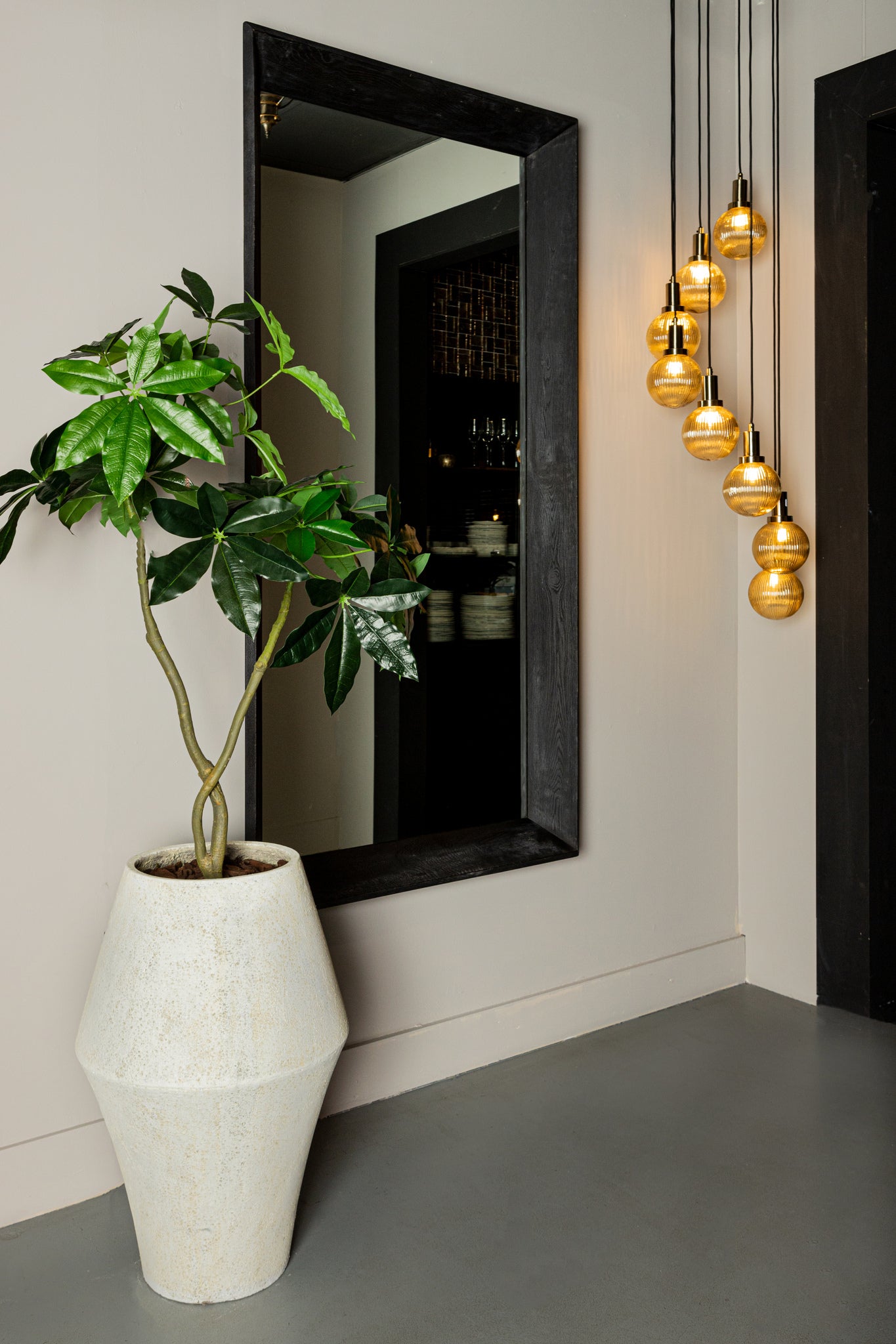 Chevar Black Oak Wood Mirror Rectangle S