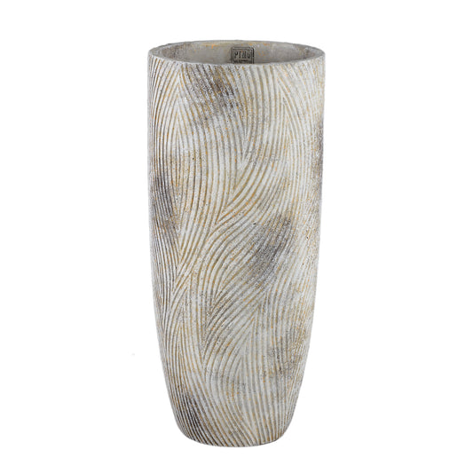 Linc Grey Cement Pot Waves Pattern High Round XL