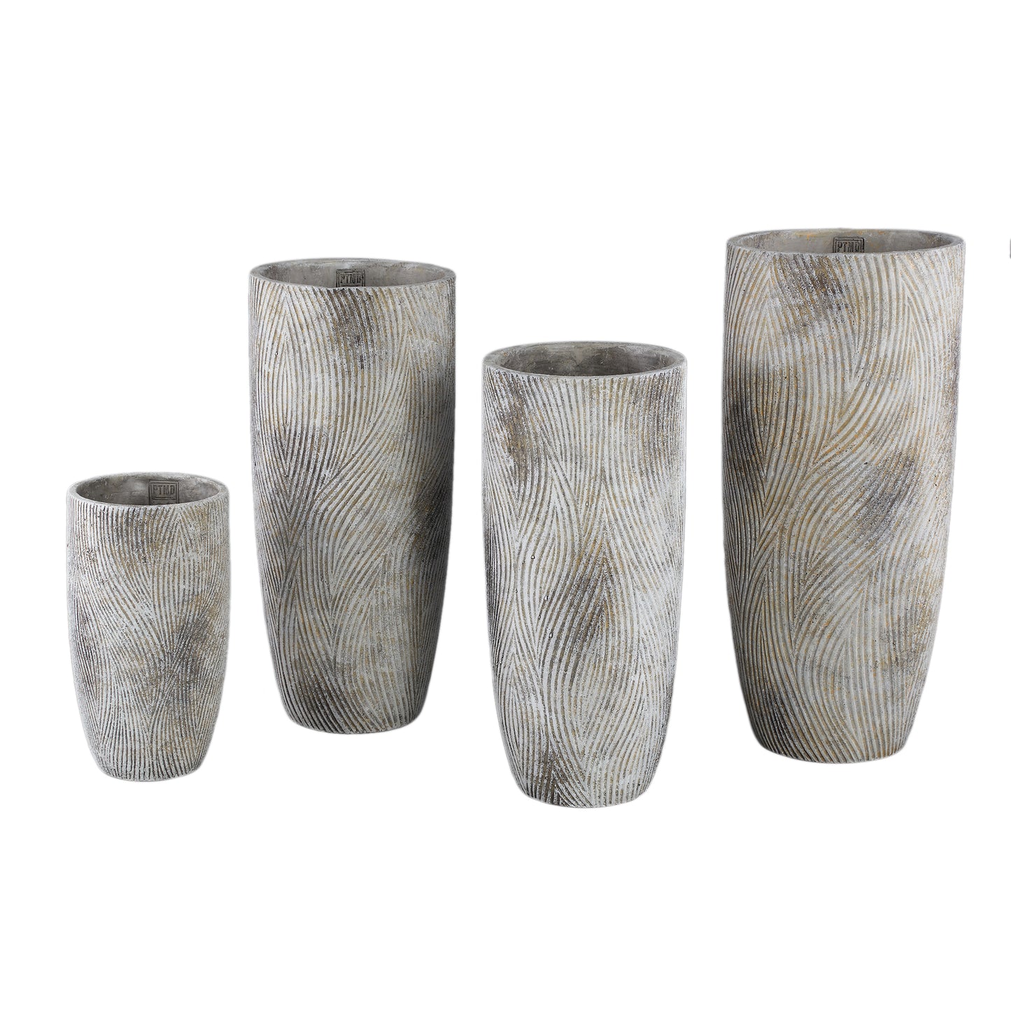 Linc Grey Cement Pot Waves Pattern High Round XL