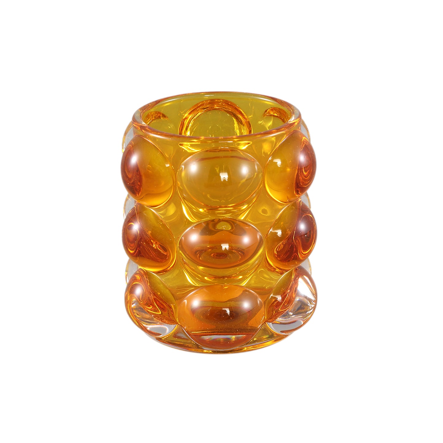 Lonnie Orange Glass Tealight Round Circles