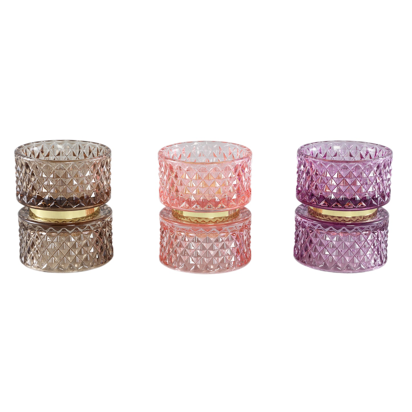 Asiya Pink Glass Tealight Gold Middle
