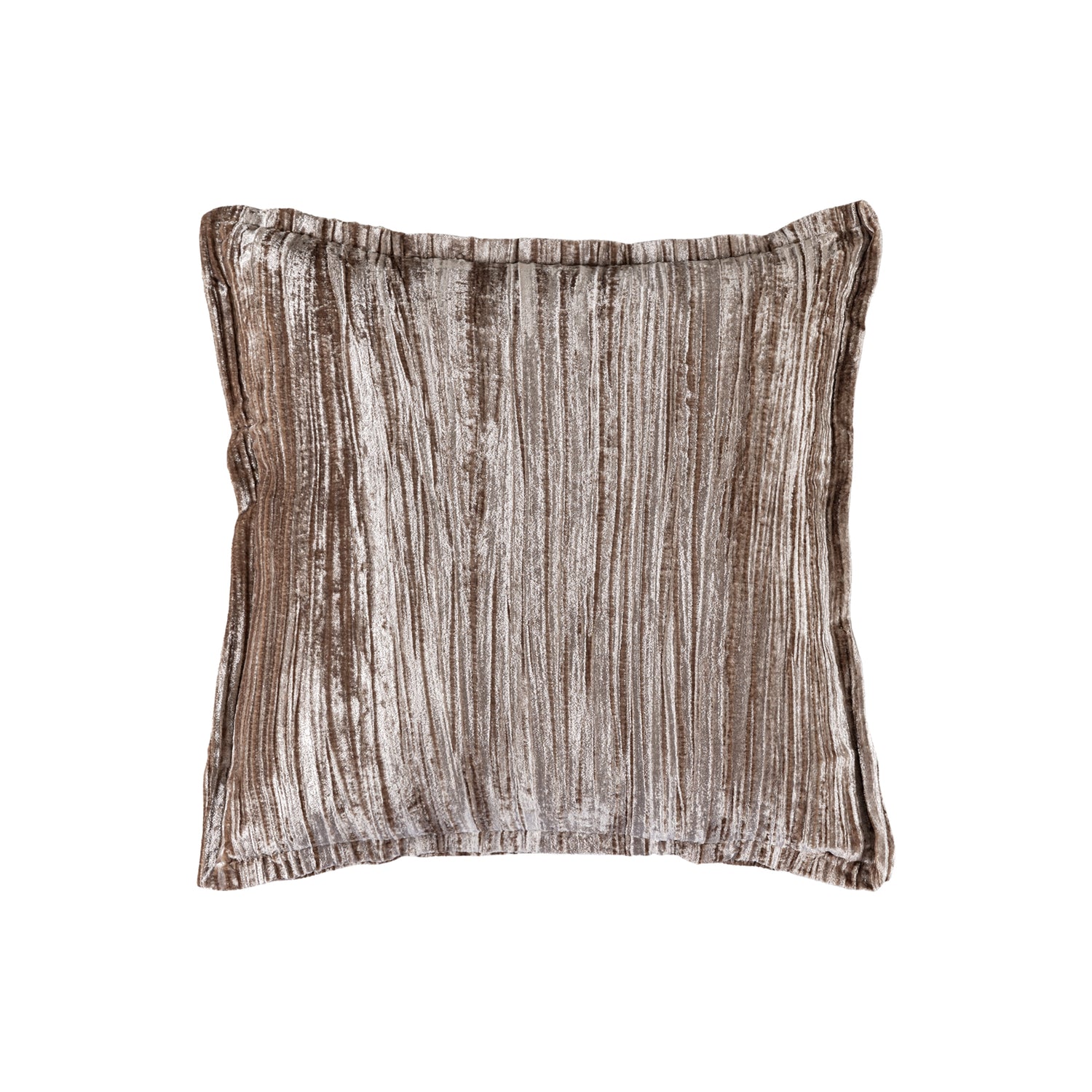 Senny Beige Fluwelen Kussen met Ruche Rand Set van 2 Stuks 60x60x3 cm