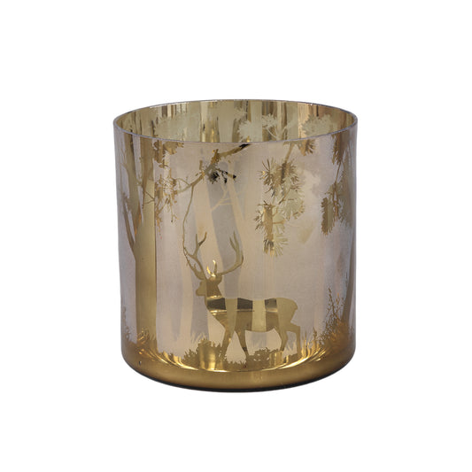 Imadiya Brown Glass Stormlight Gold Rim Reindeer