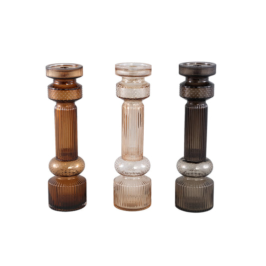 Fadri Grey Glass Candle Holder L