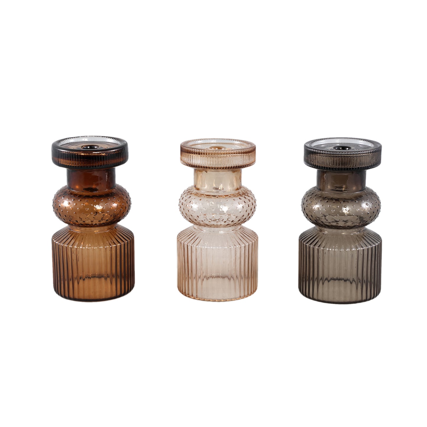 Fadri Bronzen Glazen Kandelaar Set van 2 Stuks S 22x12x12 cm