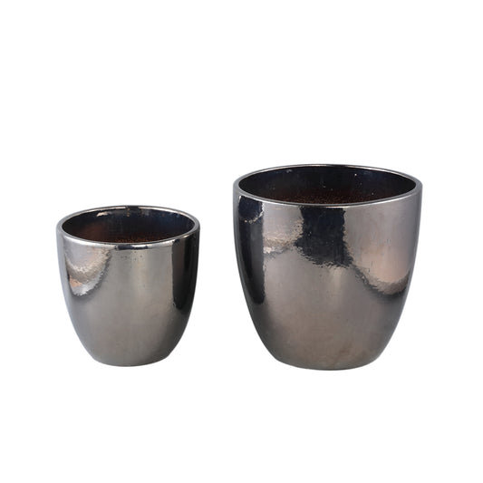Mylie Silver Ceramic Pot Shiny Round SV2