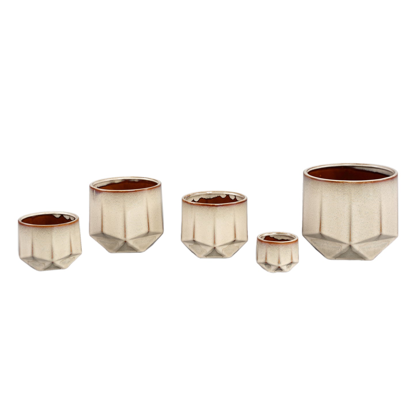 Kaima Cream Glazed Ceramic Pot Angular Print XL