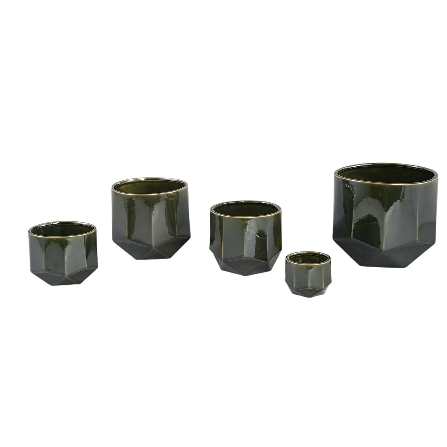 Kaima Green Glazed Ceramic Pot Angular Print XL