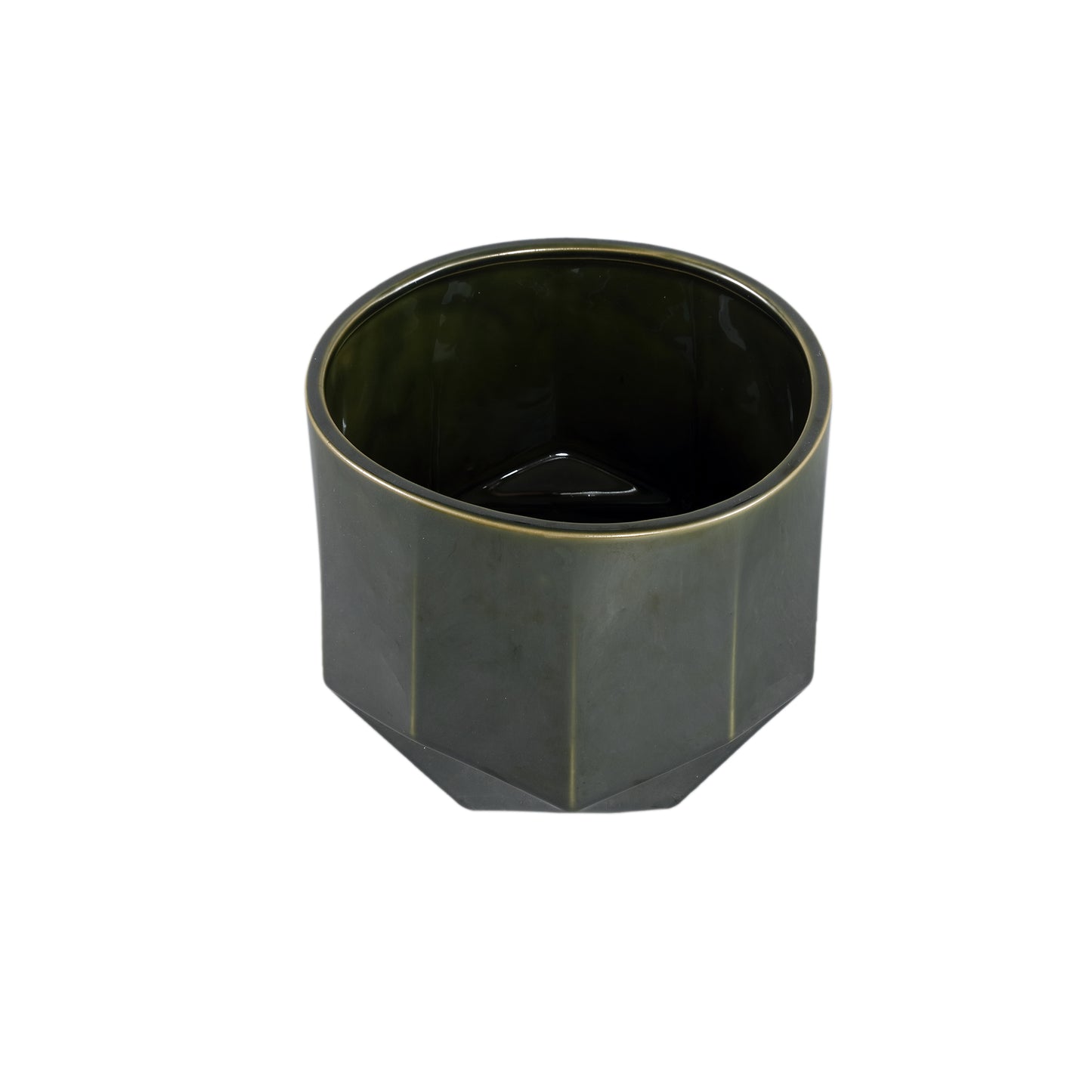 Kaima Green Glazed Ceramic Pot Angular Print XL