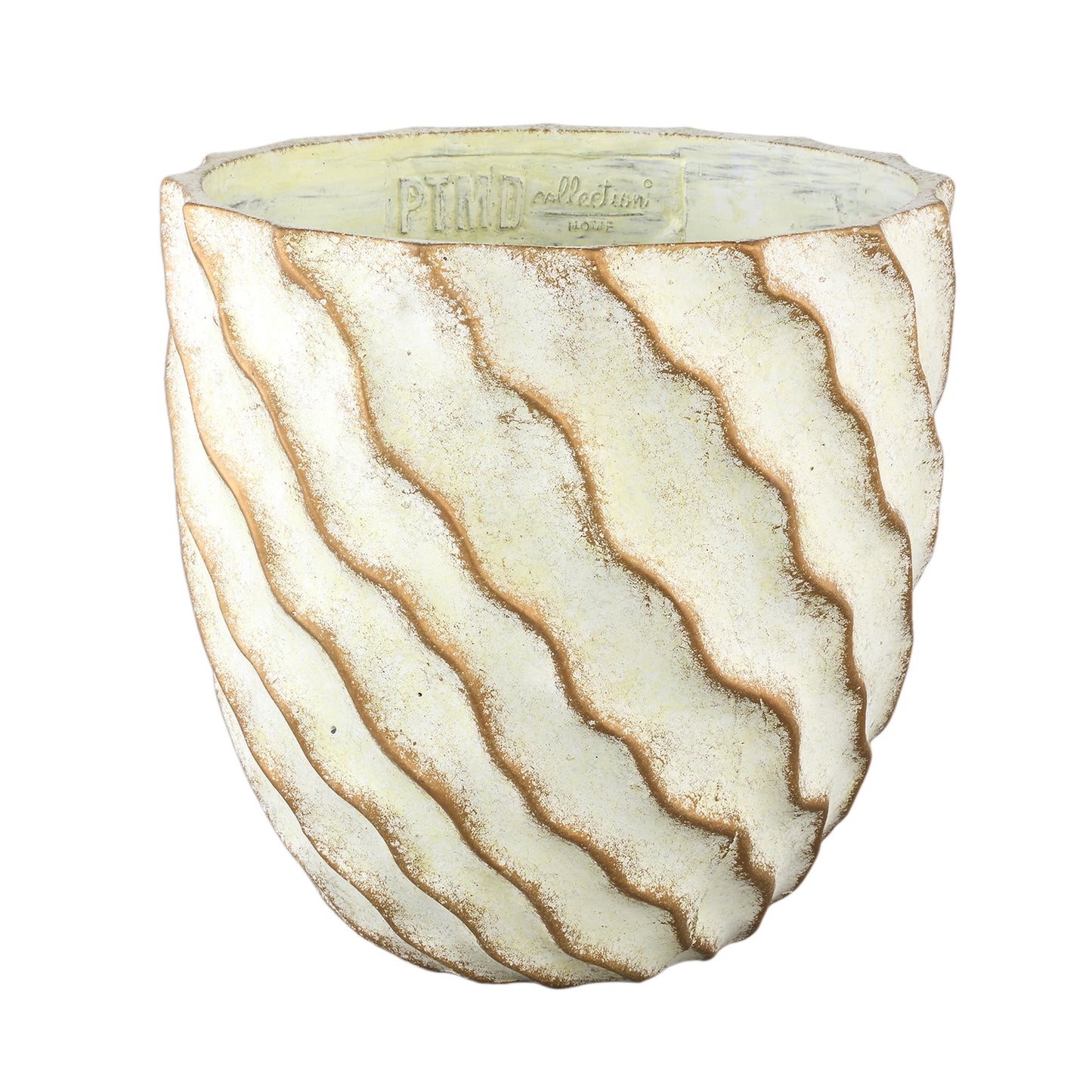 Sharlae Cream Cement Pot Wavy Lines Round XXL