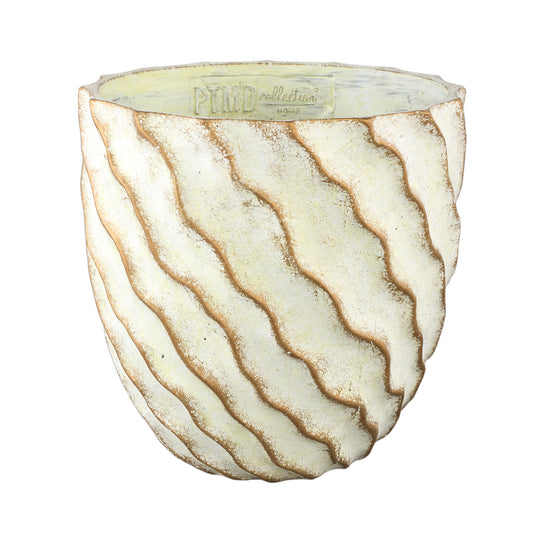 Sharlae Cream Cement Pot Wavy Lines Round XXL