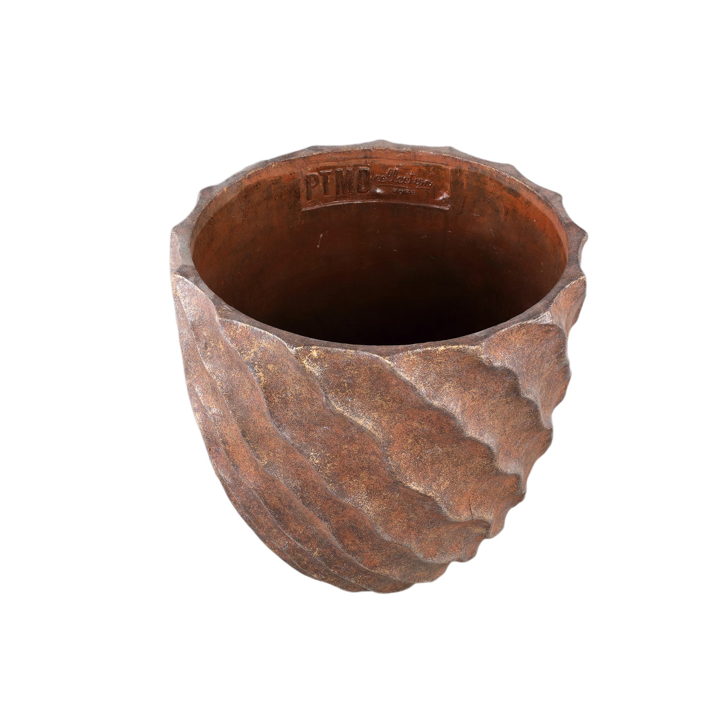 Sharlae Brown Cement Pot Wavy Lines Round XXL