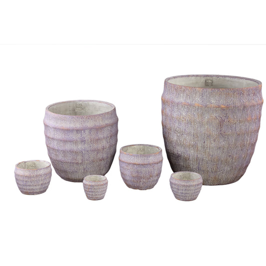 Sary Purple Cement Pot Rond Met Goudafwerking S - Set van 12 9x12x12 cm