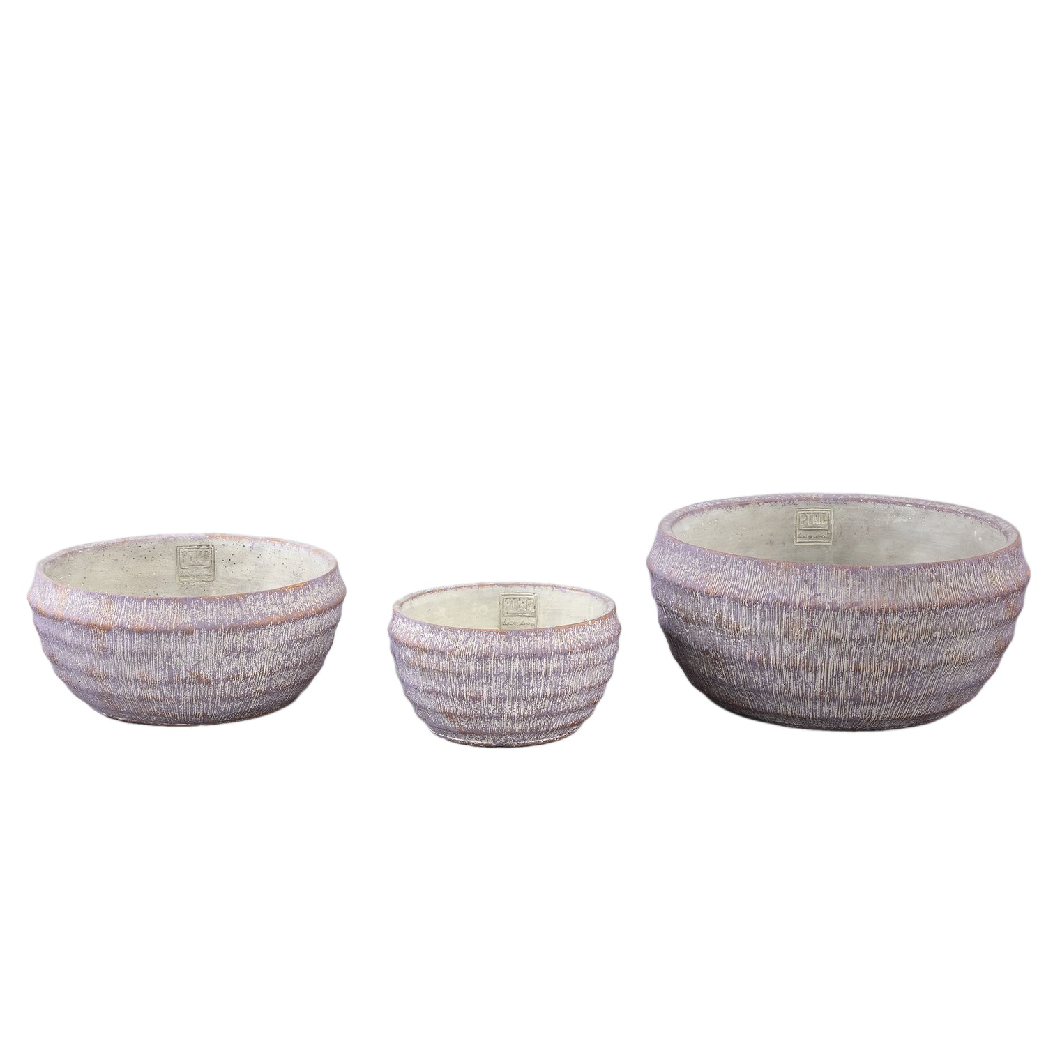 Sary Purple Cement Pot Rond Gouden Afwerking Klein - Set van 8 Stuks 10x18x18 cm