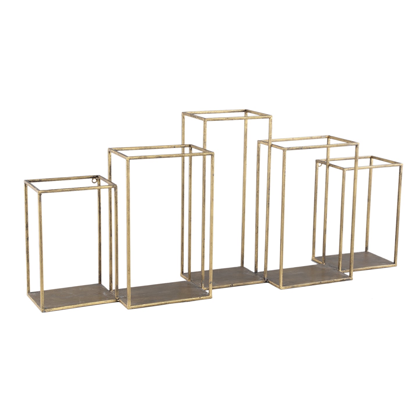 Rumpa Gold Iron Wall Rack Rectangle Open Boxes
