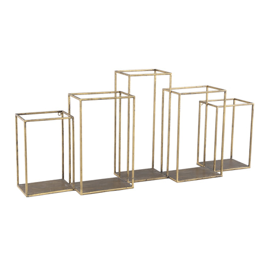 Rumpa Gold Iron Wall Rack Rectangle Open Boxes