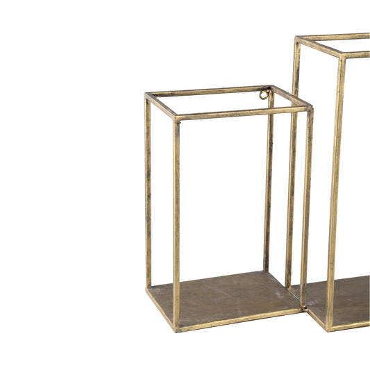 Rumpa Gold Iron Wall Rack Rectangle Open Boxes