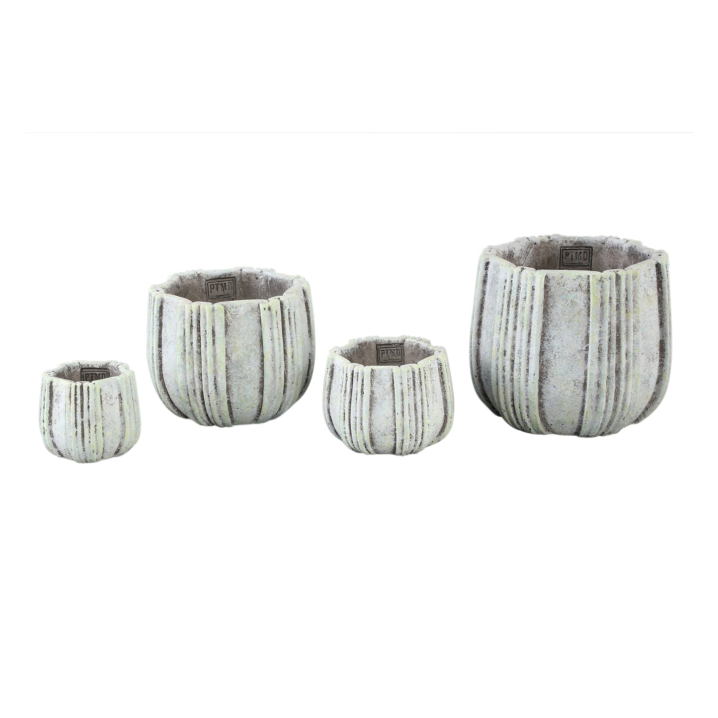 Valerio Yellow Cement Pot With Stripes Round S