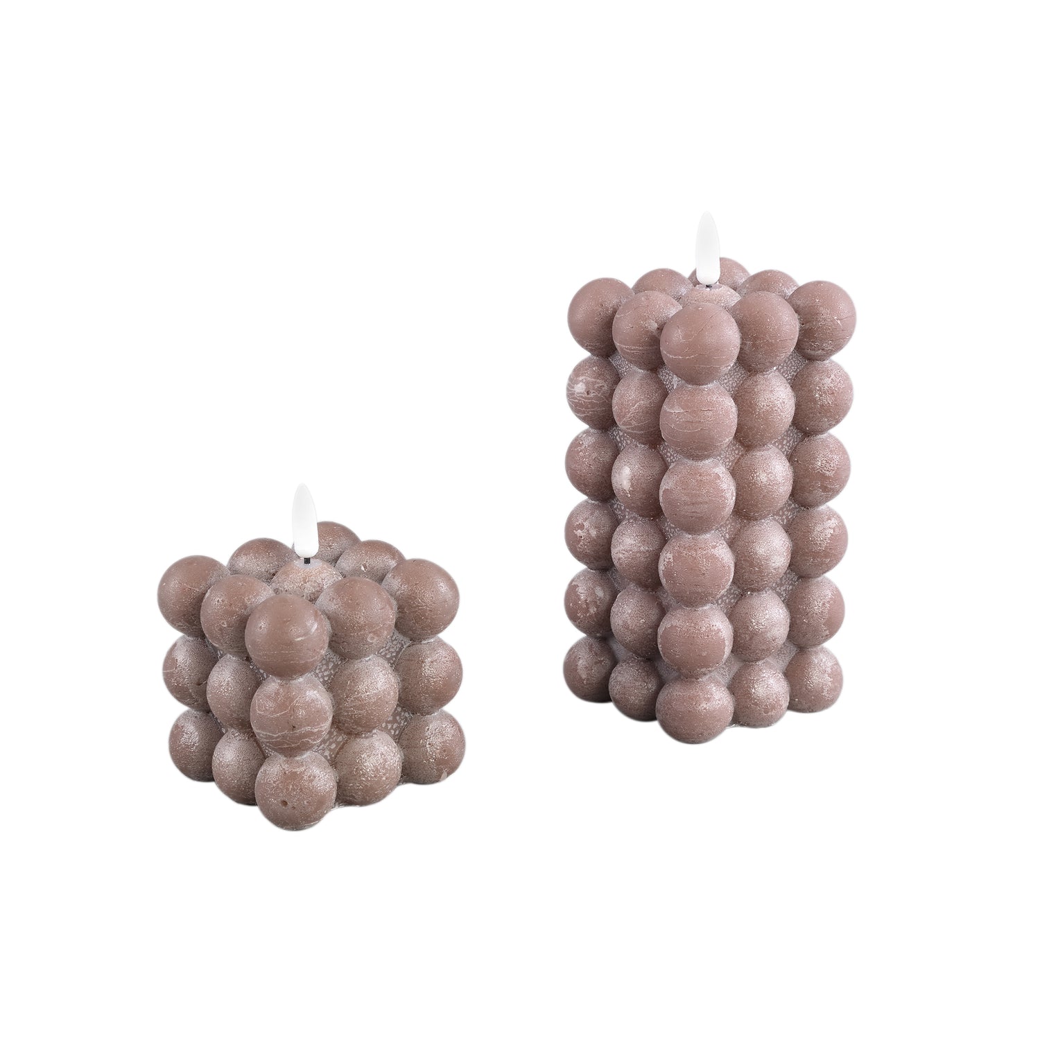 LED Kaars Bruin Bubbel Set van 6 Stuks Flakkerend L 16x8x8 cm
