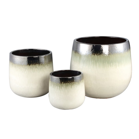 Oliver Cream Ceramic Pot Ombre Round SV3
