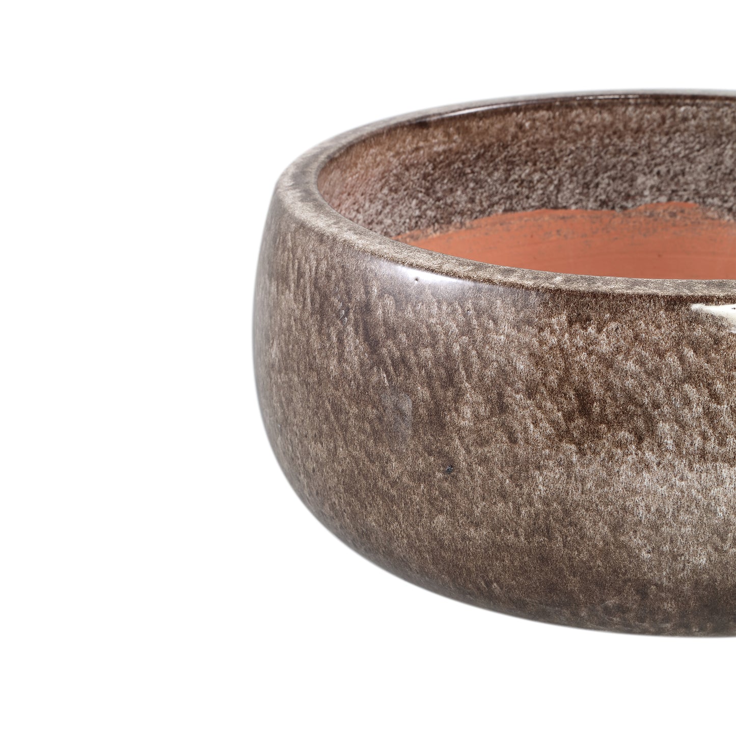 Nayaa Brown Ceramic Pot Round Low SV4