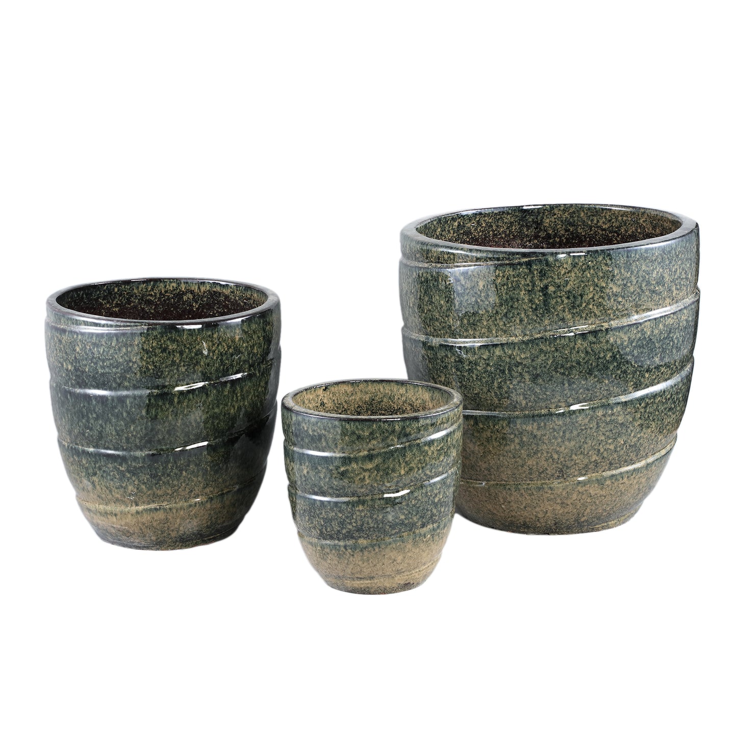 Brennen Green Ceramic Swirl Pot Round SV3