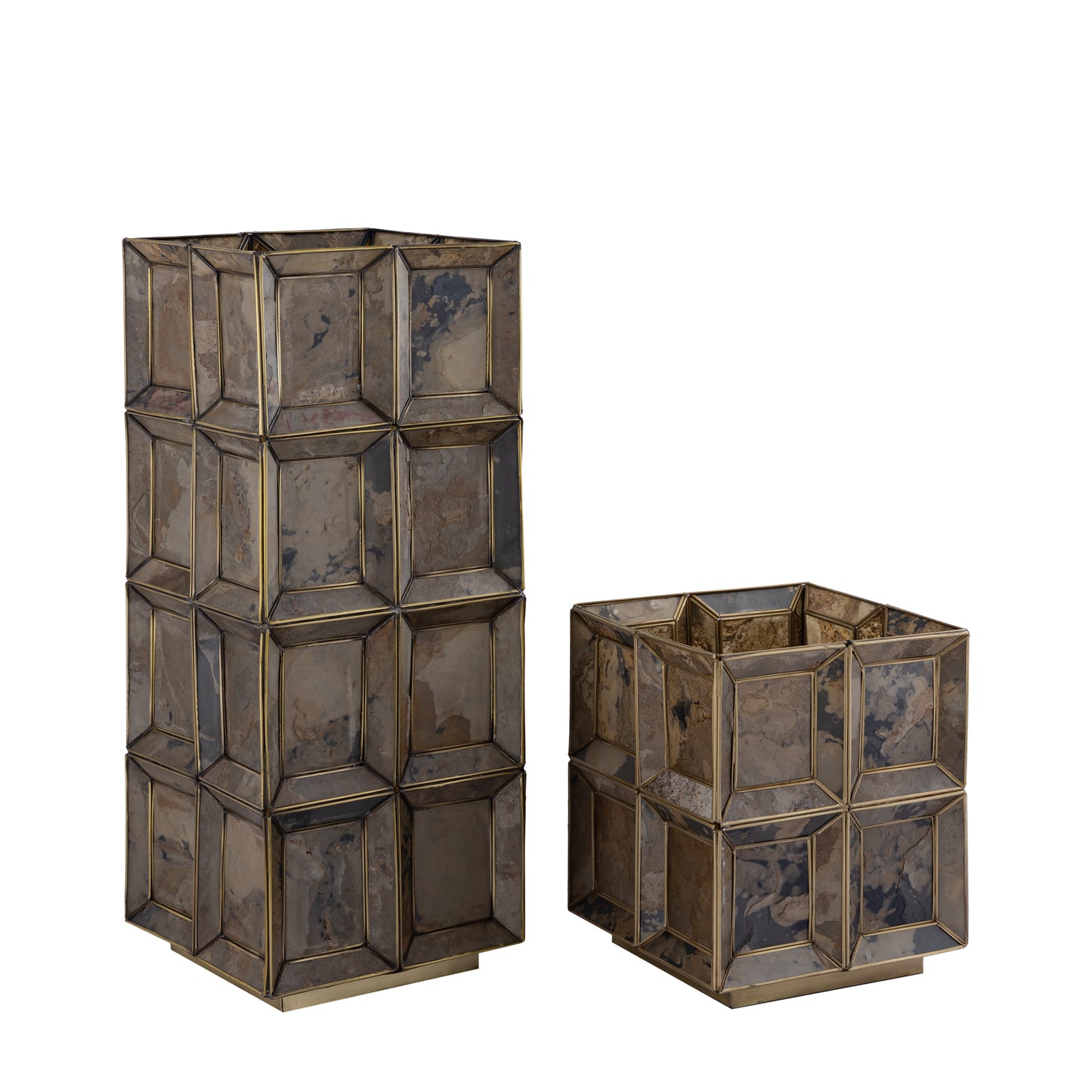 Layra Brass Stone Veneer Table Lamp Antique Low