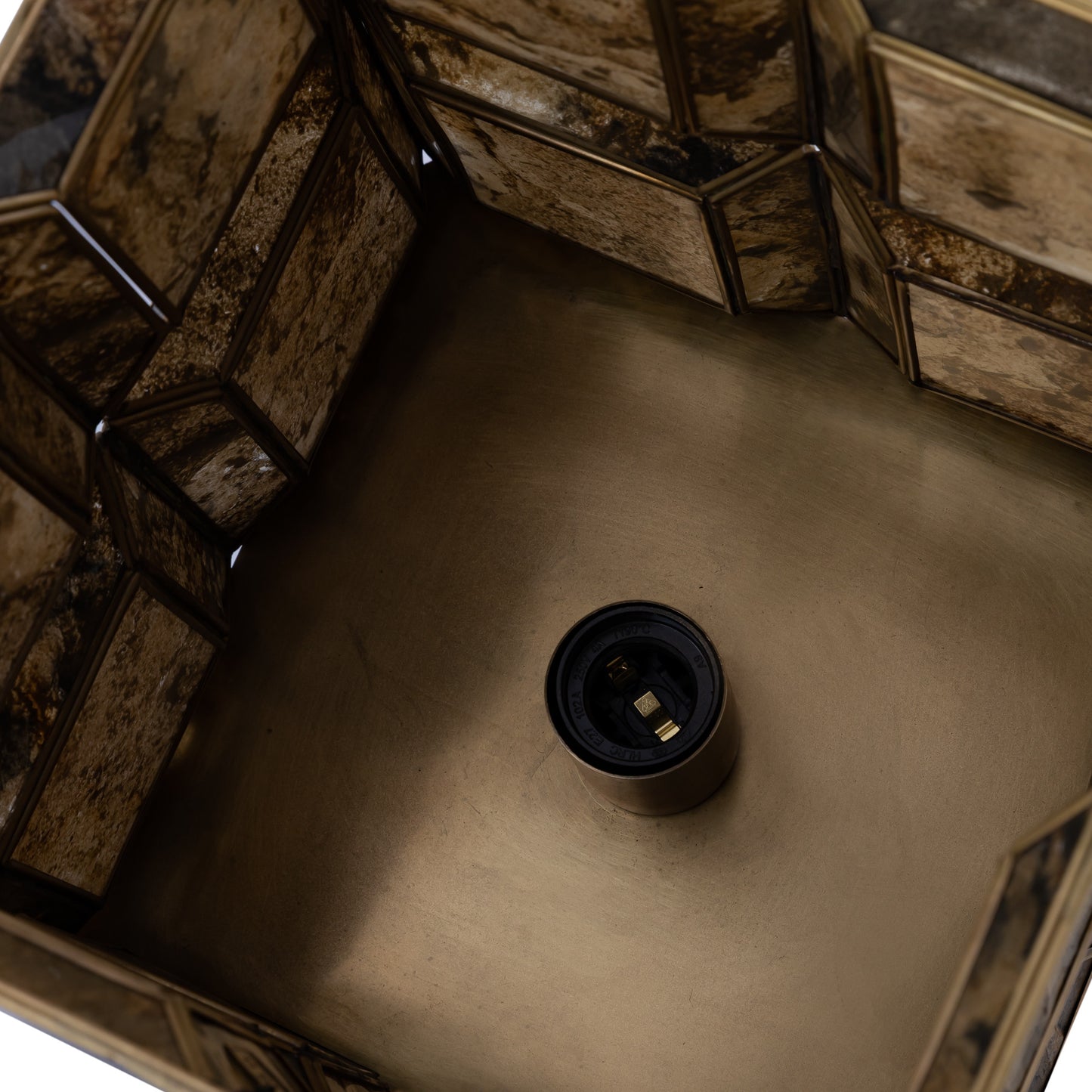 Layra Brass Stone Veneer Table Lamp Antique Low