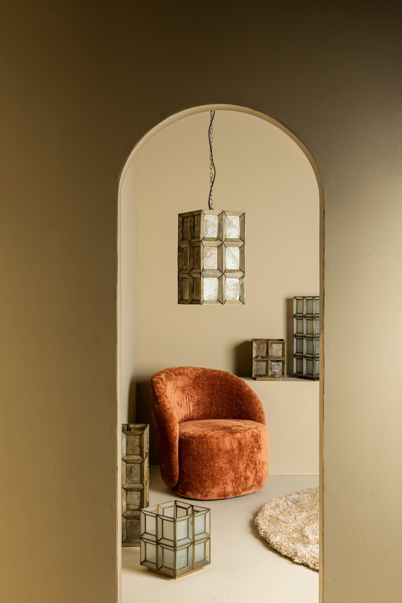 Layra Brass Stone Veneer Table Lamp Antique Low