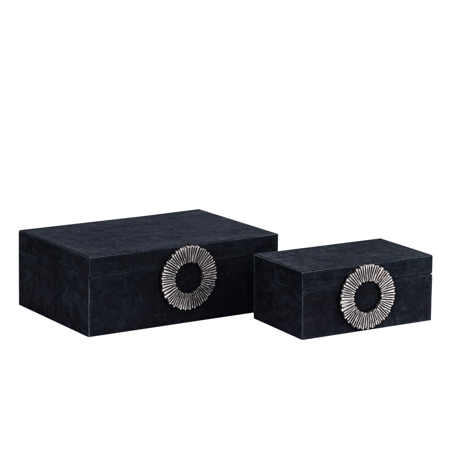 Hazael Black Suede Box Silver Handle Set Of 2