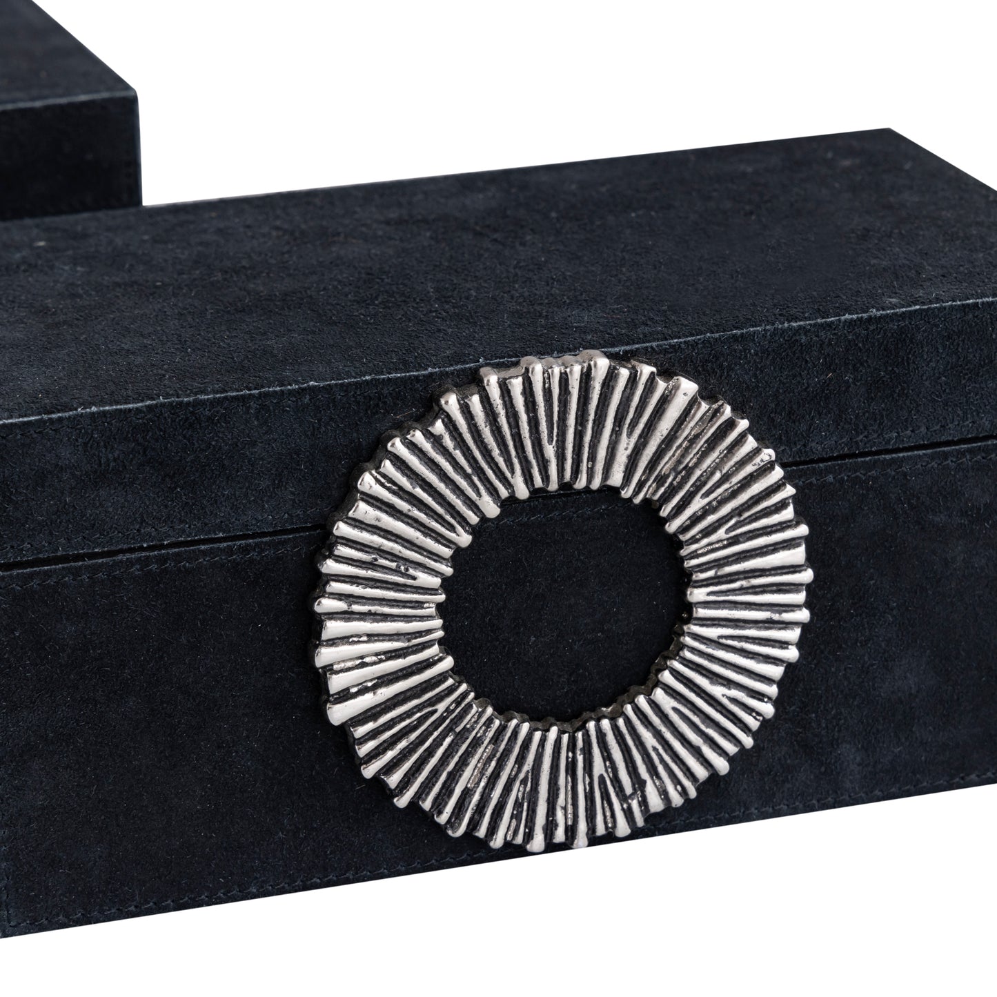 Hazael Black Suede Box Silver Handle Set Of 2