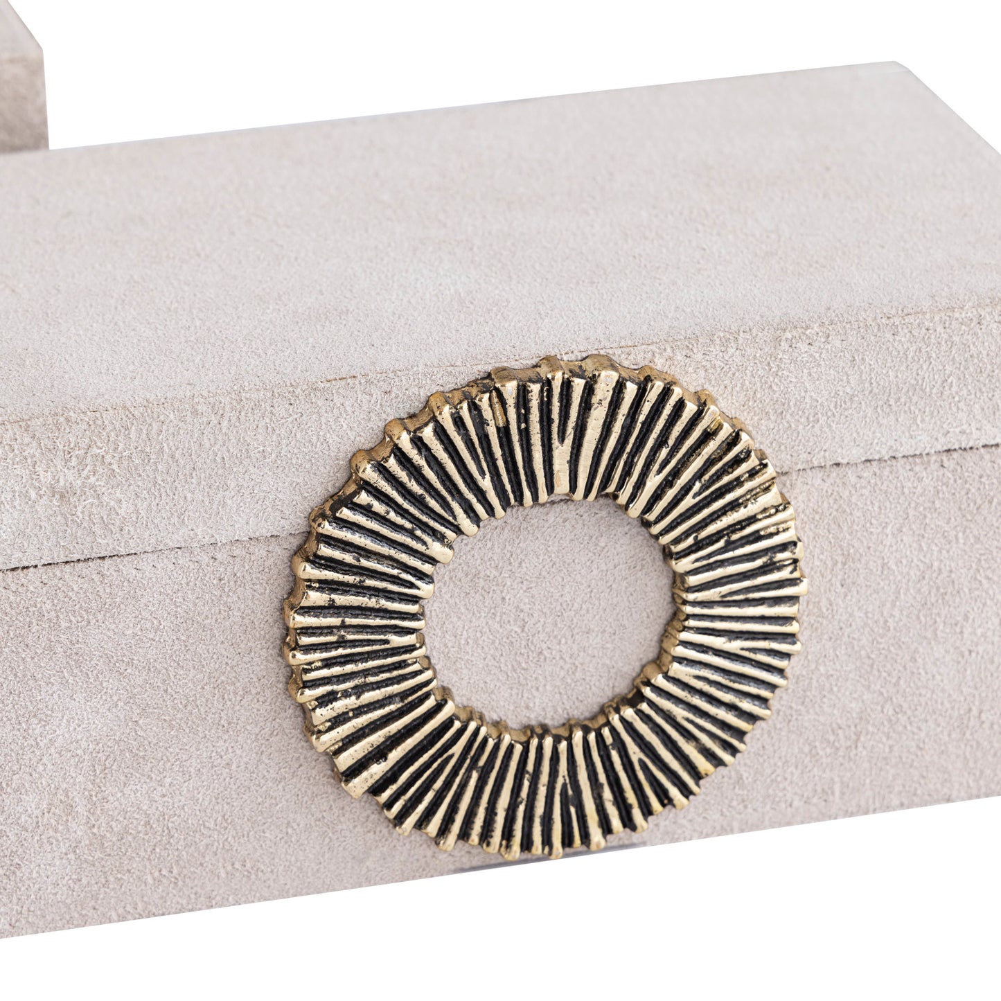 Hazael Beige Suede Box Golden Handle Set Of 2