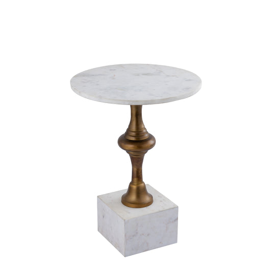Alano White Marble Side Table W Alu Gold Table Leg