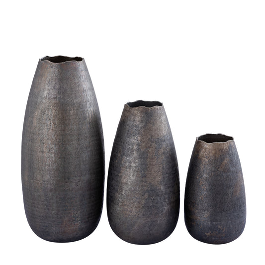 Semin Silver Alu Round Rustic Pot Wavy Edge L