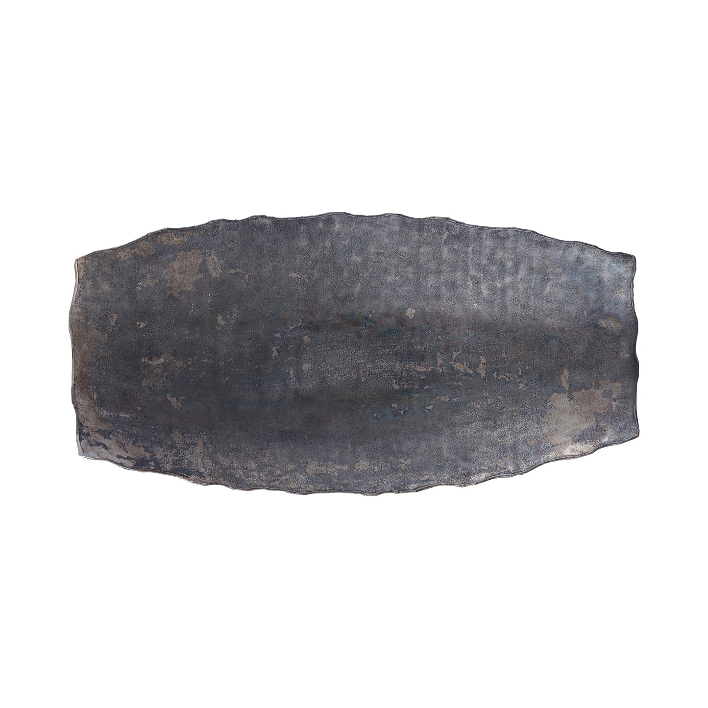 Semin Silver Alu Rectangle Rustic Bowl Wavy Edge L