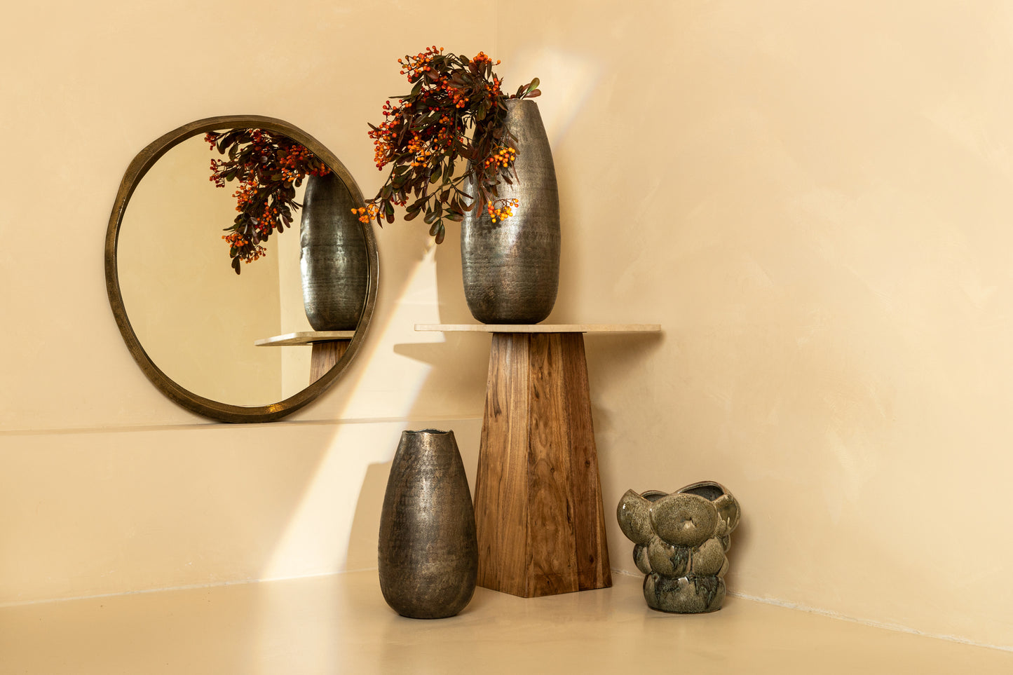 Limera Brass Alu Round Mirror Irregular Border S