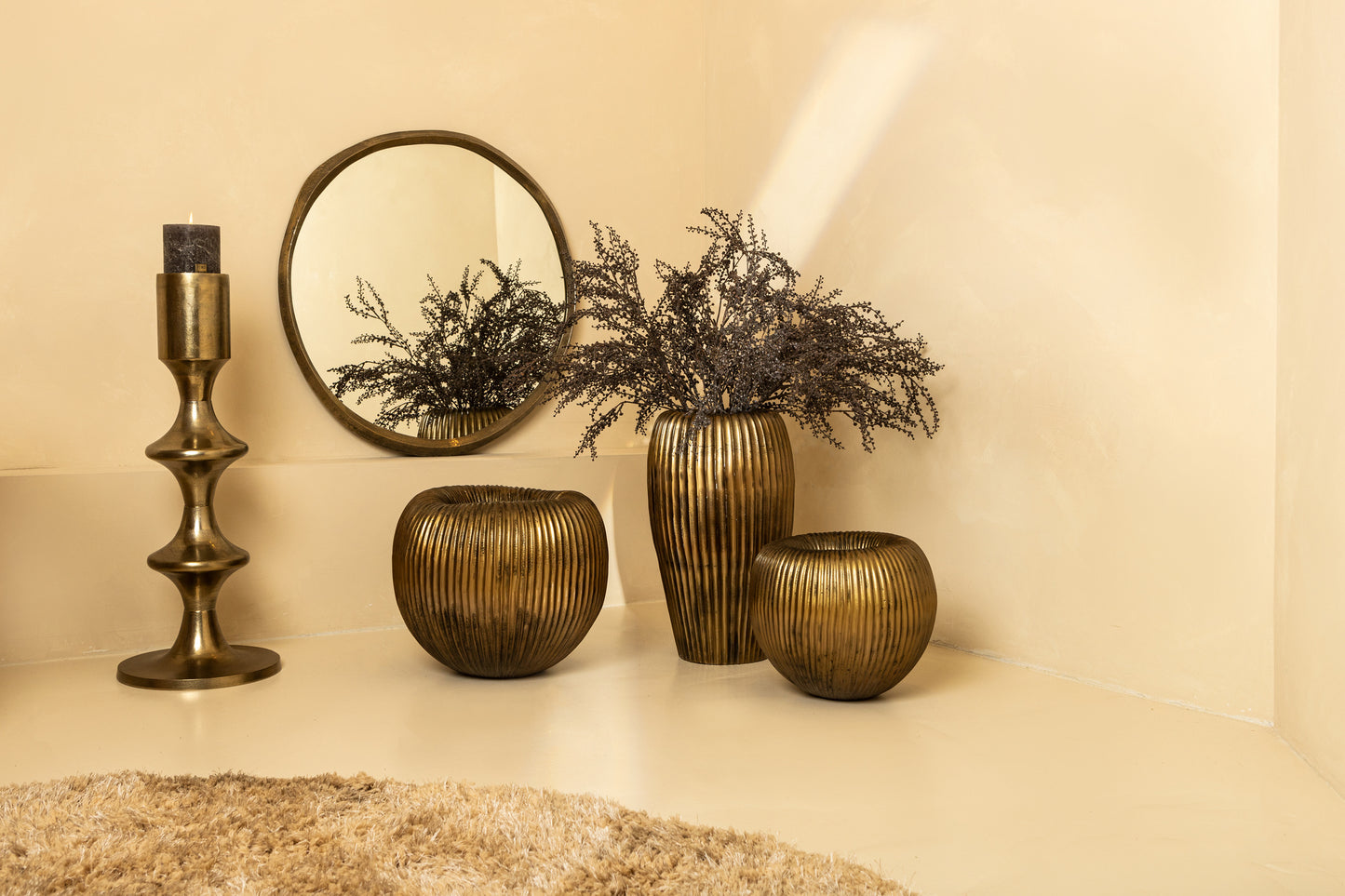 Limera Brass Alu Round Mirror Irregular Border S