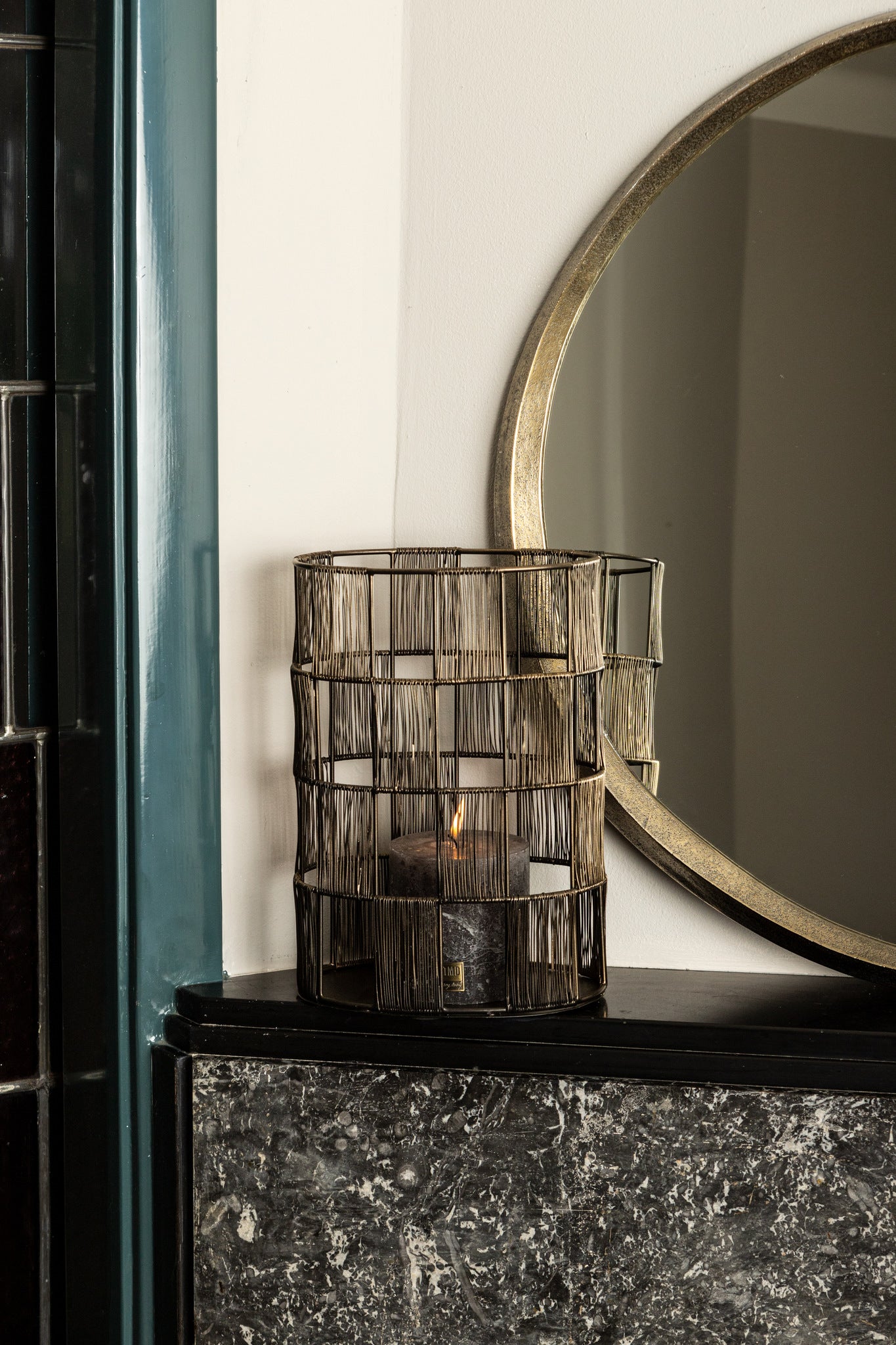 Limera Brass Alu Round Mirror Irregular Border S