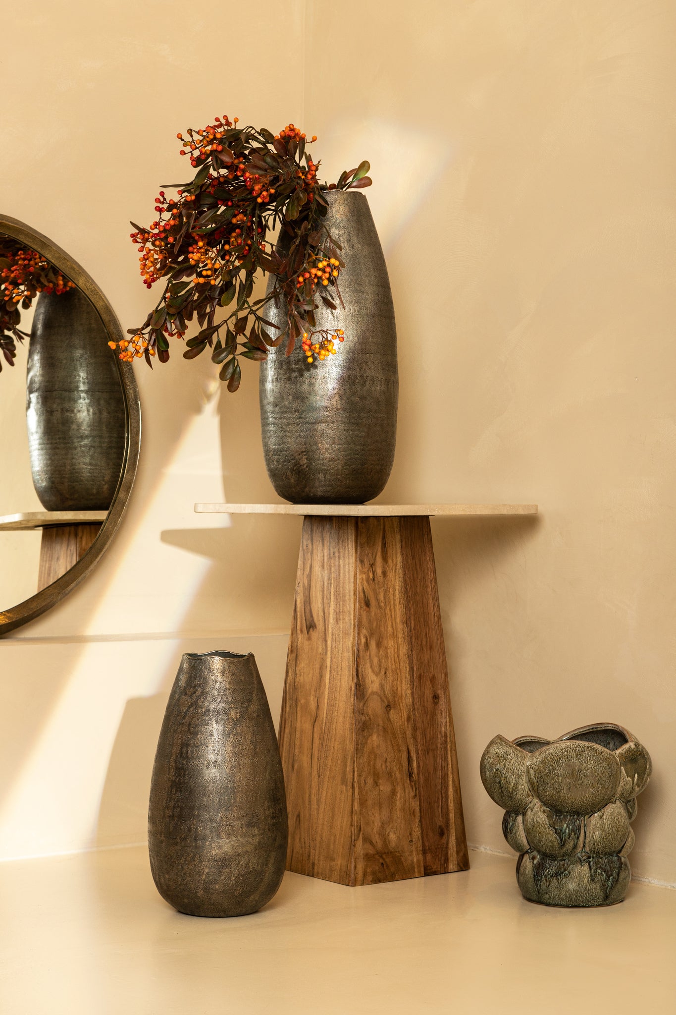 Limera Brass Alu Round Mirror Irregular Border S