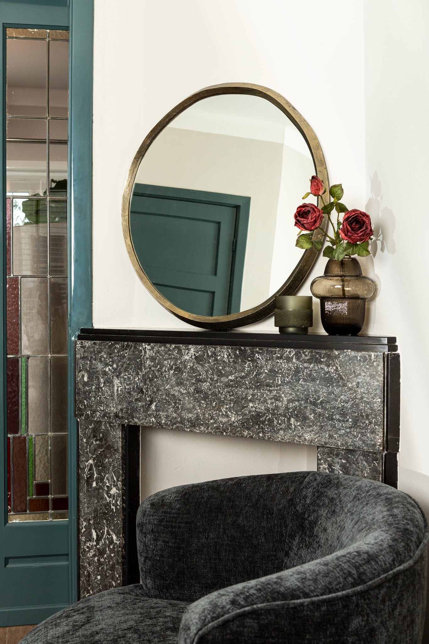 Limera Brass Alu Round Mirror Irregular Border S