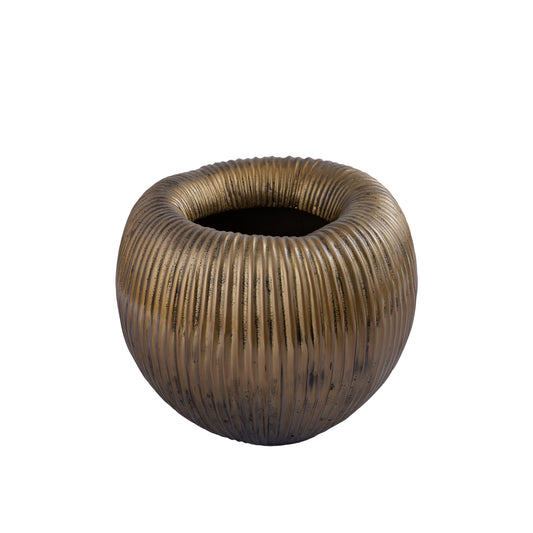 Russel Gold Alu Round Pot Low Ribbed Small