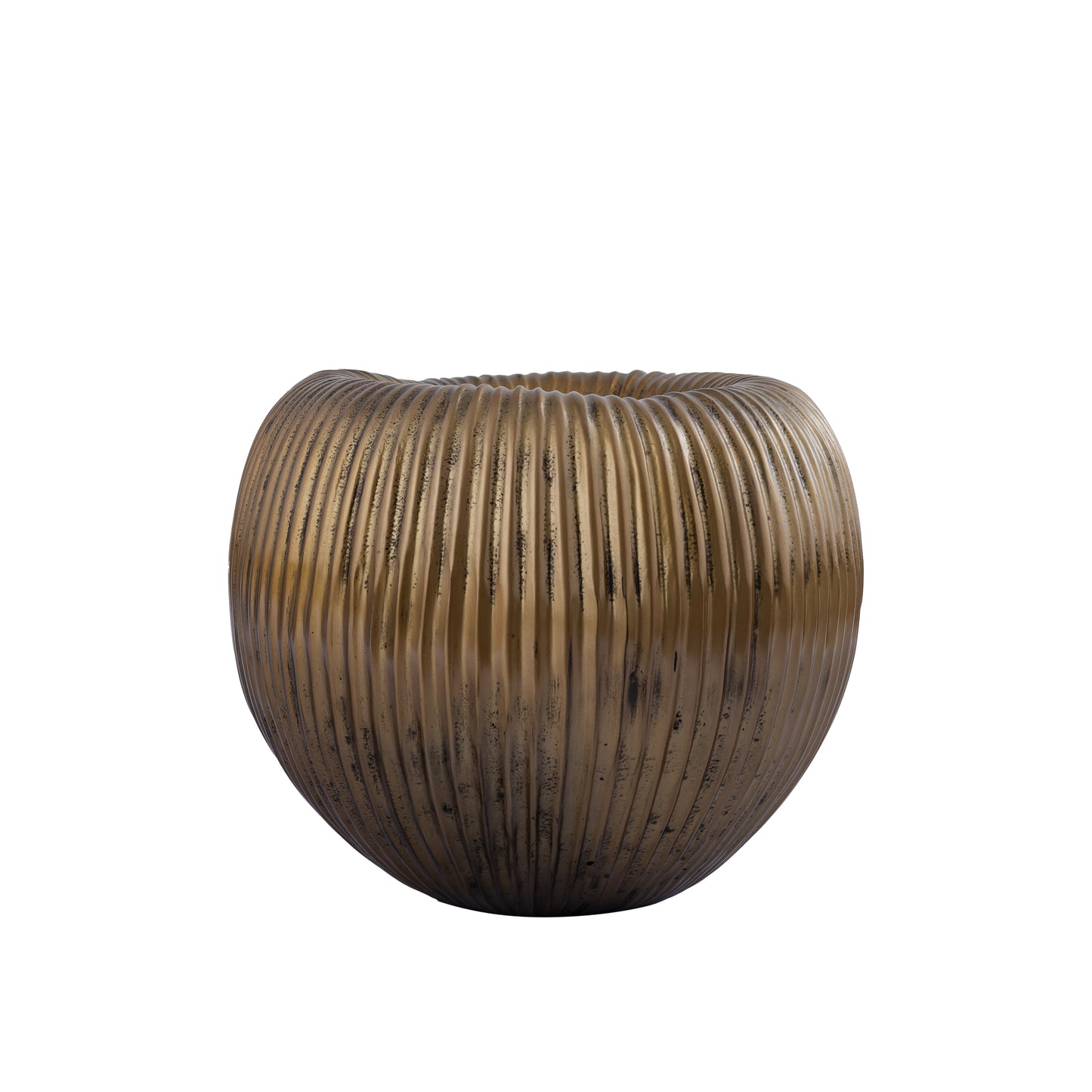Russel Gold Alu Round Pot Low Ribbed Small