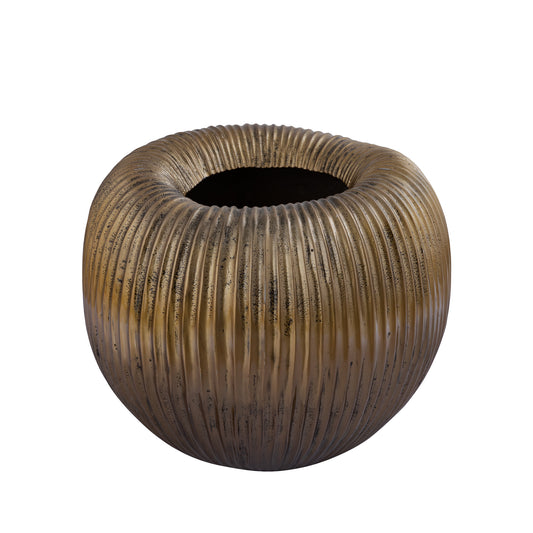 Russel Gold Alu Round Pot Low Ribbed Wide