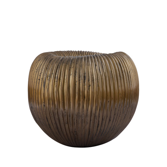 Russel Gouden Aluminium Pot Laag Geribfeld Breed 34x40x40 cm