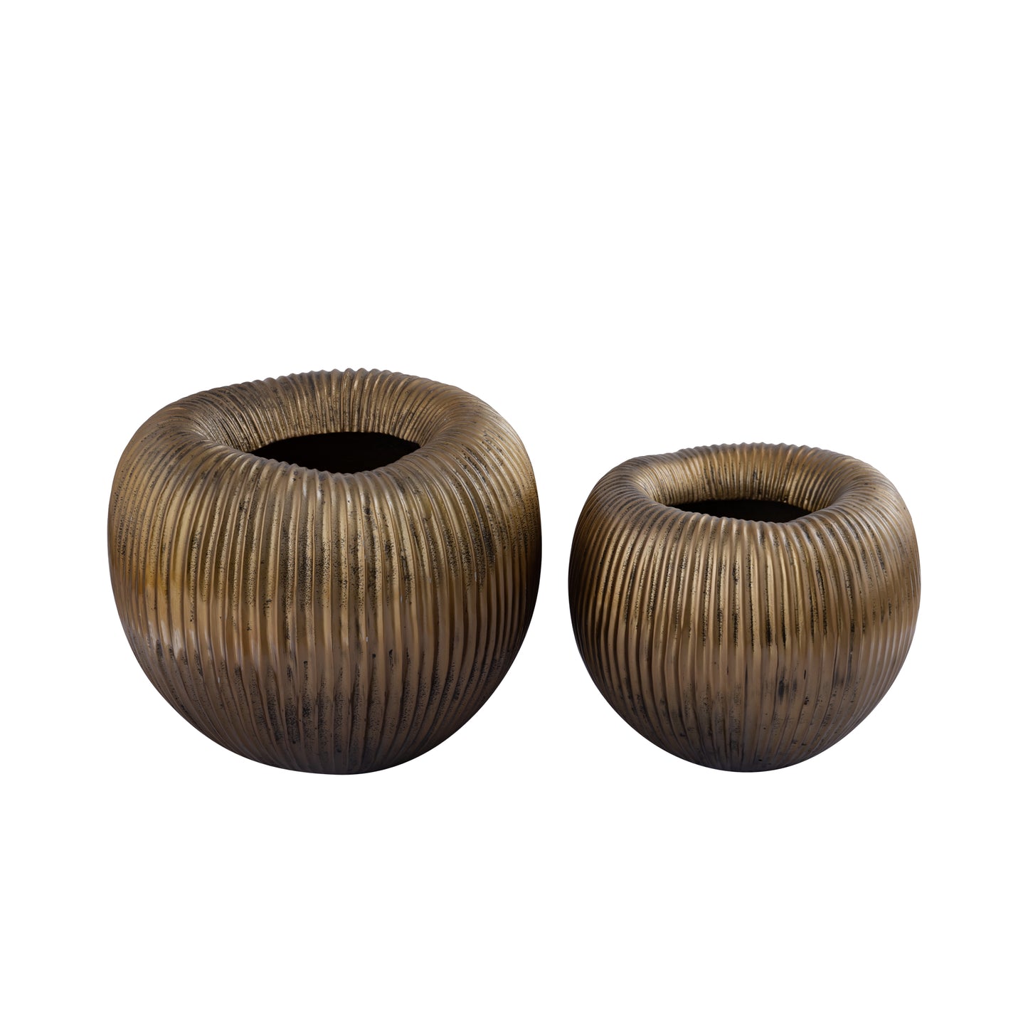 Russel Gouden Aluminium Pot Laag Geribfeld Breed 34x40x40 cm