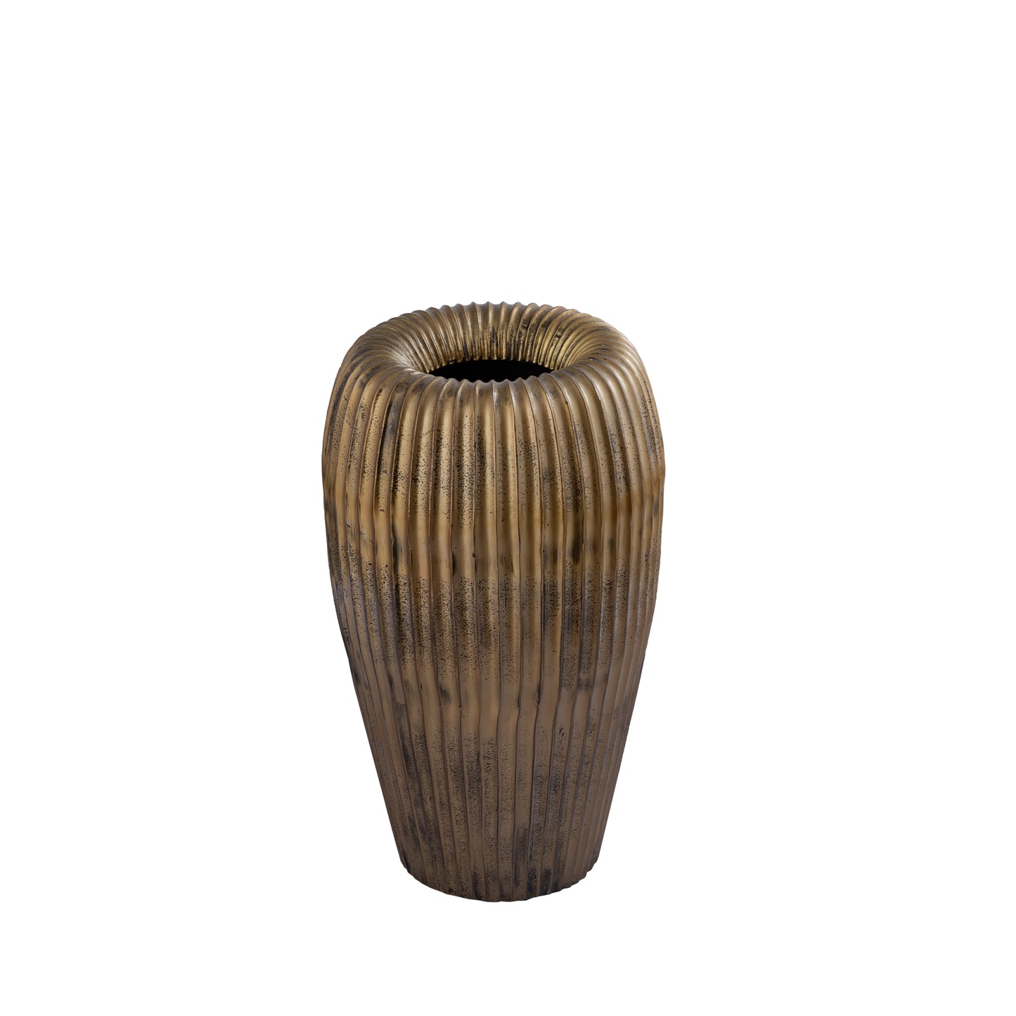 Russel Gold Alu Round Pot Ribbed Low